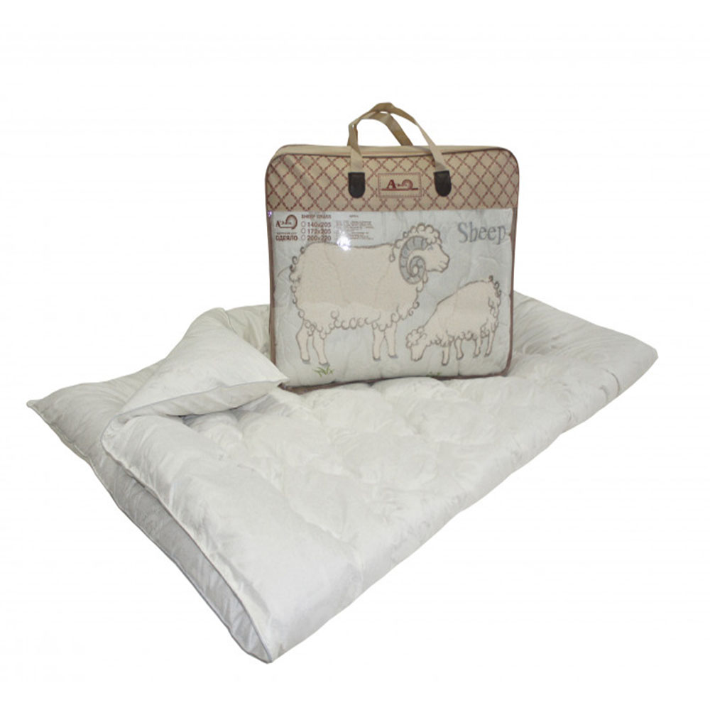 Одеяло из овечьей шерсти Sheep Grass утолщенное 200x220 (силиконизированное волокно)